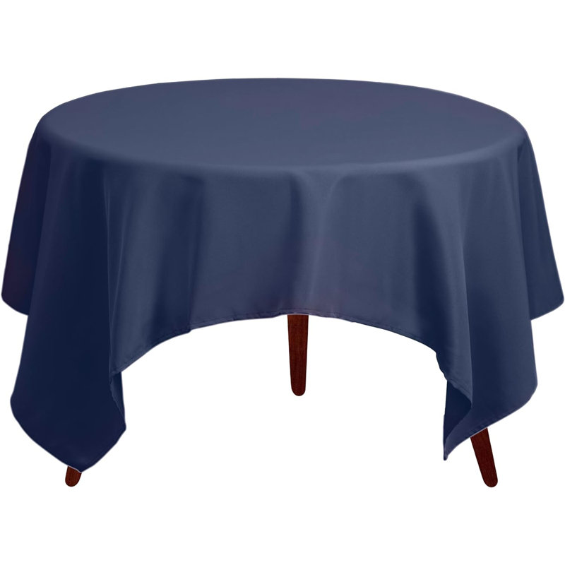 Amilliana Square No Pattern Polyester Tablecloth, 70" Square, Navy Blue