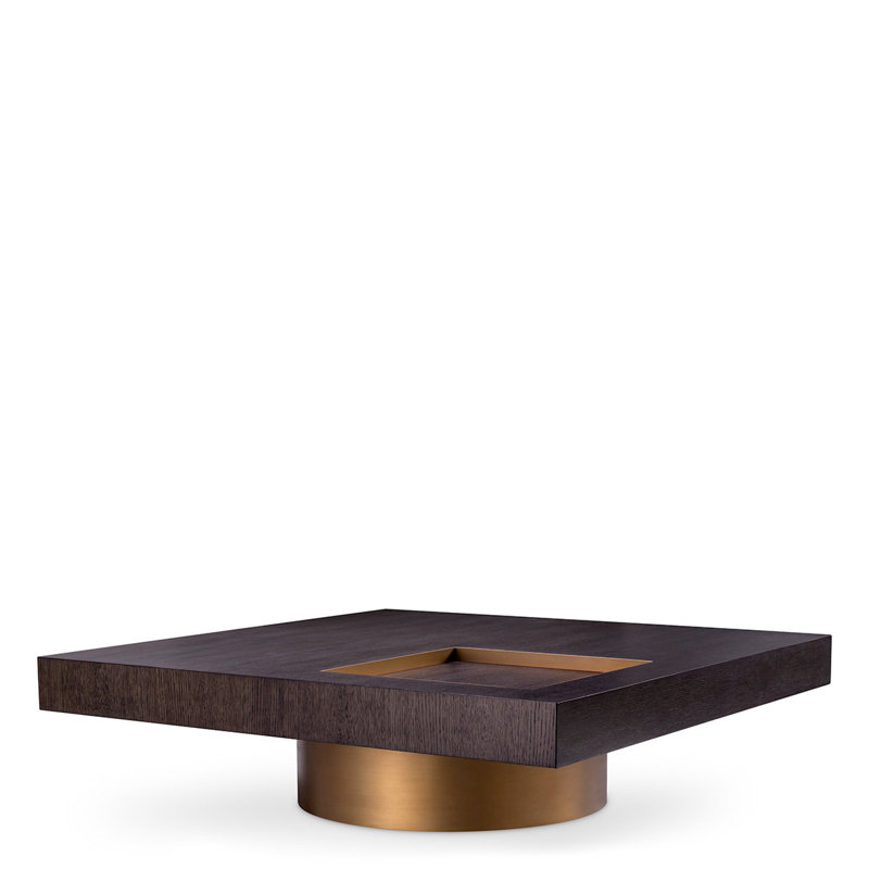 Otus Coffee Table, Mocha Top/Brushed Brass Base