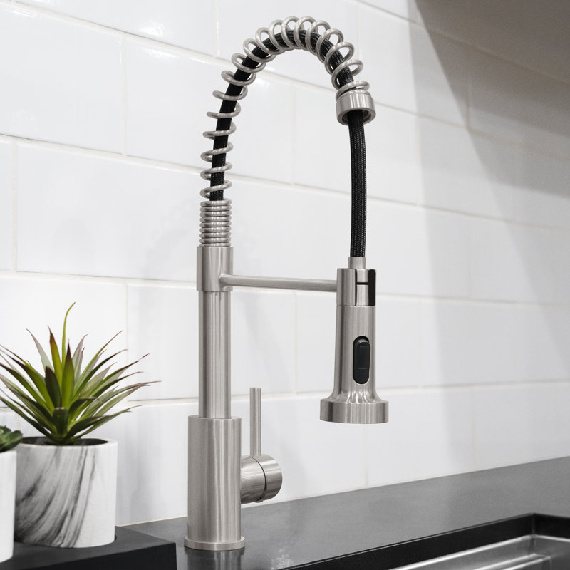 ZLINE Rubicon Pull Down Spring Spray Wand Kitchen Faucet in Champagne Bronze, Brushed Nickel