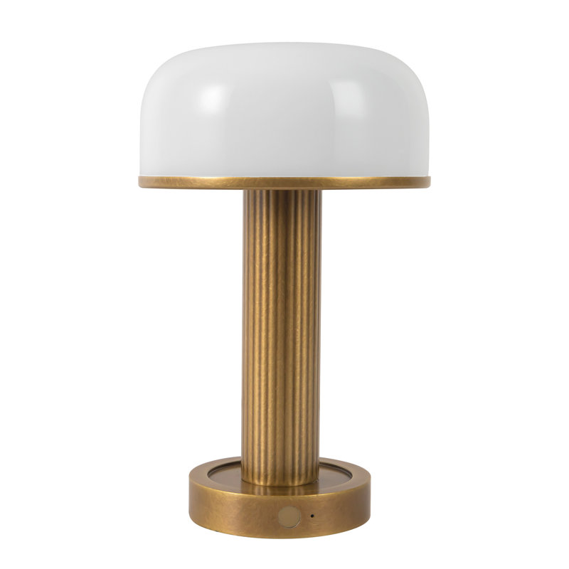 Vienna 9-in Black dimmable LED Table Lamp, Vintage Brass
