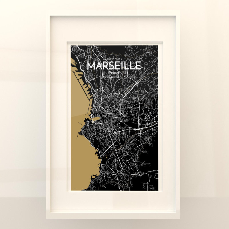 Marseille City Map In Luxe - No Frame Print, 17cm H x 11cm W x 0.05cm D