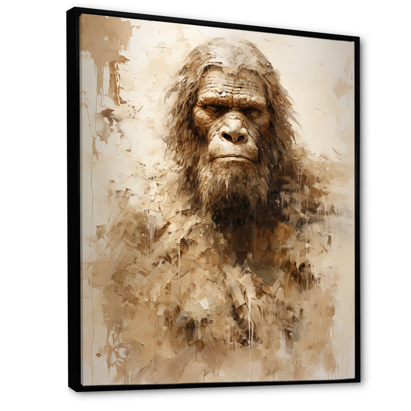 Portrait de Bigfoot IV sur toile, Cadre flottant noir, H 32 po x l 24 po x P 1 po