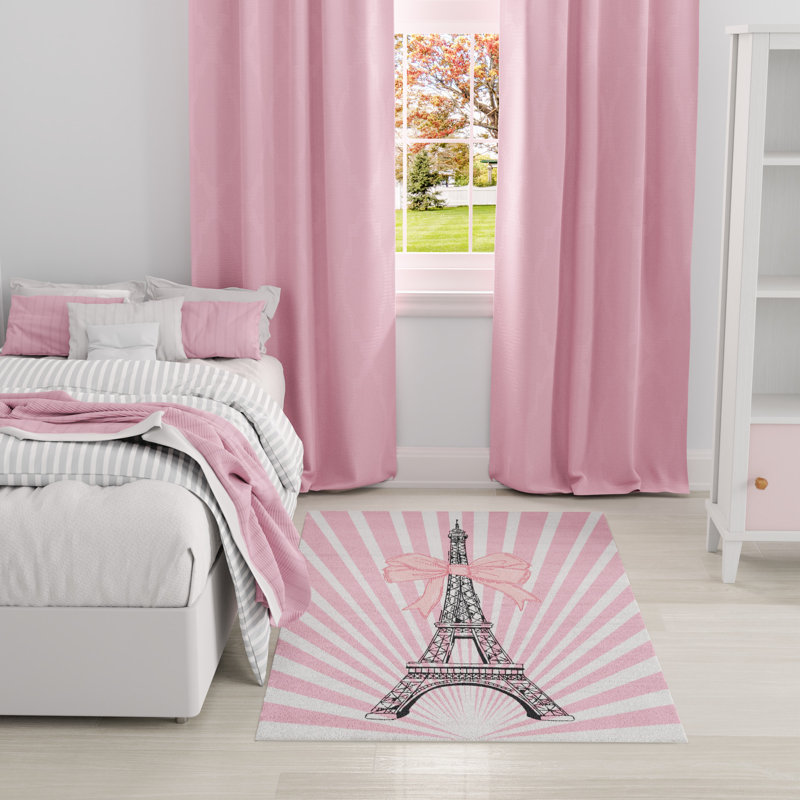 Arranjeet Machine Washable Pink Indoor Rug, Rectangle 4' x 6'