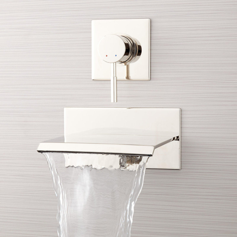 Lavelle Wall-Mount Waterfall Tub Faucet, Polished Nickel
