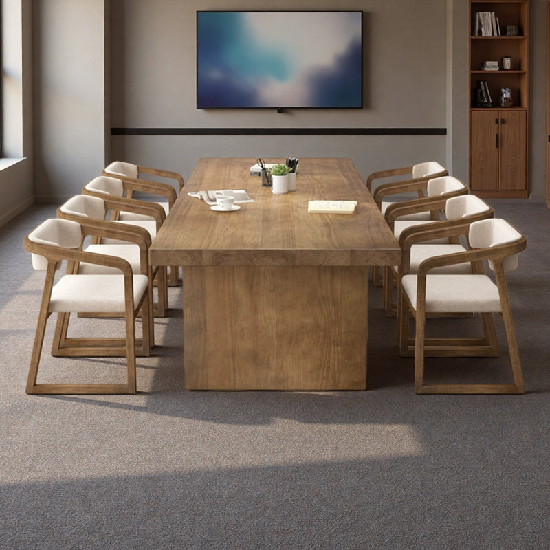 Modern rectangular solid wood conference table, 29.53" H x 118.1" L x 47.24" W