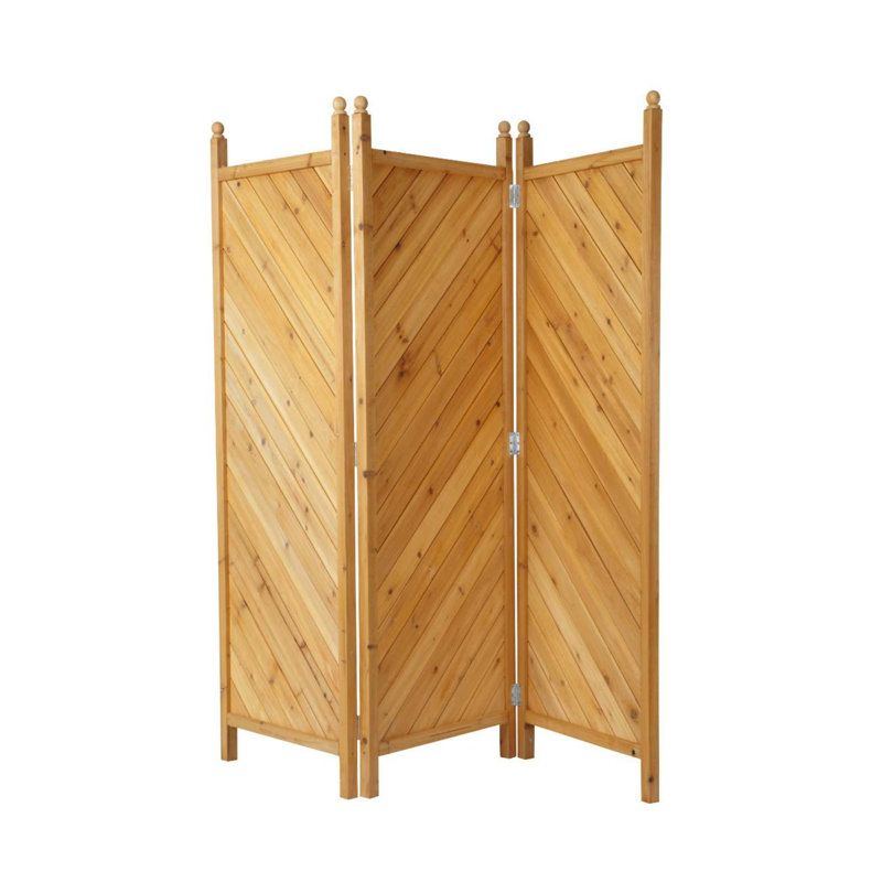 181cm W x 180cm H 3 - Panel Solid Wood Folding Room Divider, Honey
