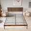 Lit plateforme en fer pour grand lit, attrait en bois rustique - Grand ajout de chambre à coucher élégante avec tête de lit en bois
