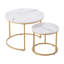 Ensemble de 2 tables basses gigognes, table basse ronde de 60 cm, tables gigognes pour petits espaces, tables d'appoint vintage avec structure en métal, chambre, bureau (blanc et or)-1900637985