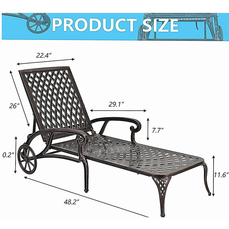 Chaise longue en aluminium coulé brun