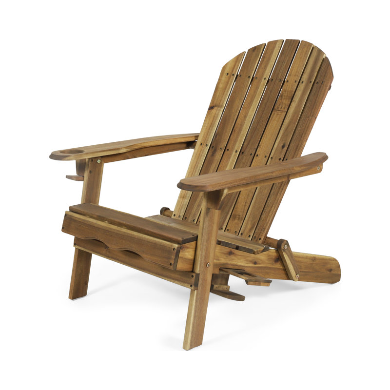 Chaise Adirondack pliante en bois massif Mccombs, Naturel