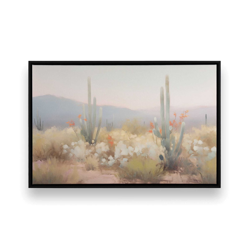 Impression sur toile Twilight Cacti dans un cadre argenté, 12 po x 18 po, Cadre flottant noir satiné