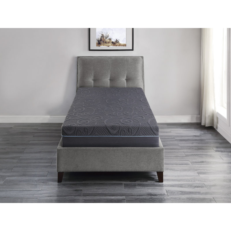 Matelas hybride en mousse viscoélastique imprégnée de gel de 11 pouces, gris foncé, matelas dans une boîte
