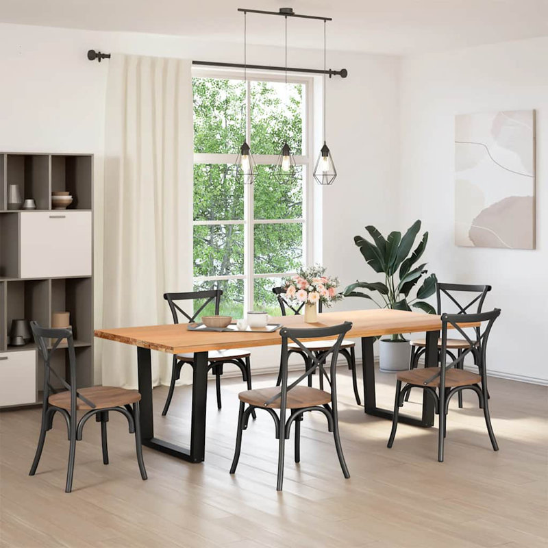  Dining Table Leg Black Powder-Coated Steel High Table Leg, 28.9" H x 31.5" W x 3.1" D