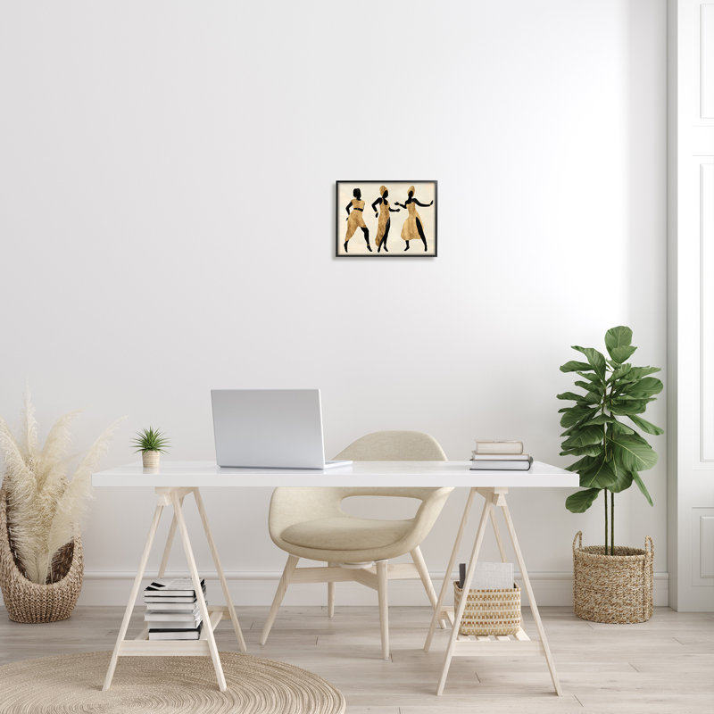 Powerful Women Dancing, H 11 po x l 14 po, Giclée encadrée noir minuit