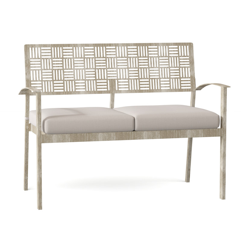 Banc de jardin New Century, Blanc patiné, Sunbrella® en gravier piqué