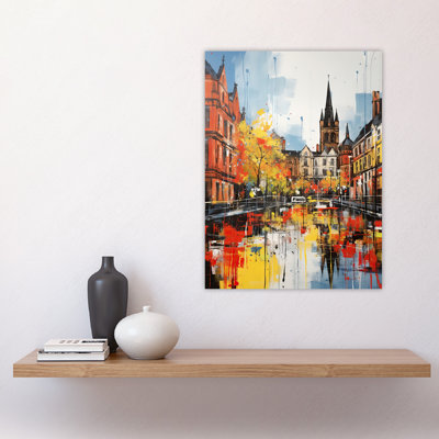 Glasgow Cityscape Vibrant Oil Painting Autumn In Scotland Large Wall Unframed Art Poster Print Thick Paper 18X24 Inch