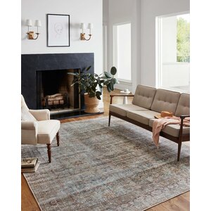 Chris Loves Julia x Loloi Jules Oriental Lagoon/Brick Area Rug