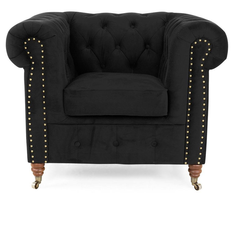 Americus Velvet Armchair, Black