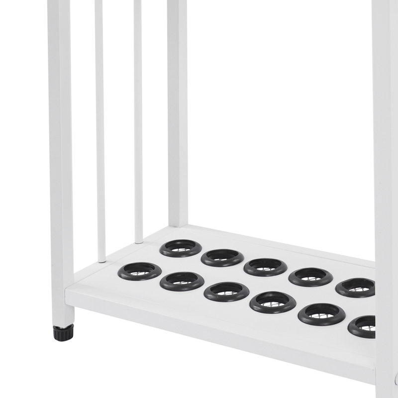 12-Hole Metal Pool Cue Rack Pool Stick Holder, White