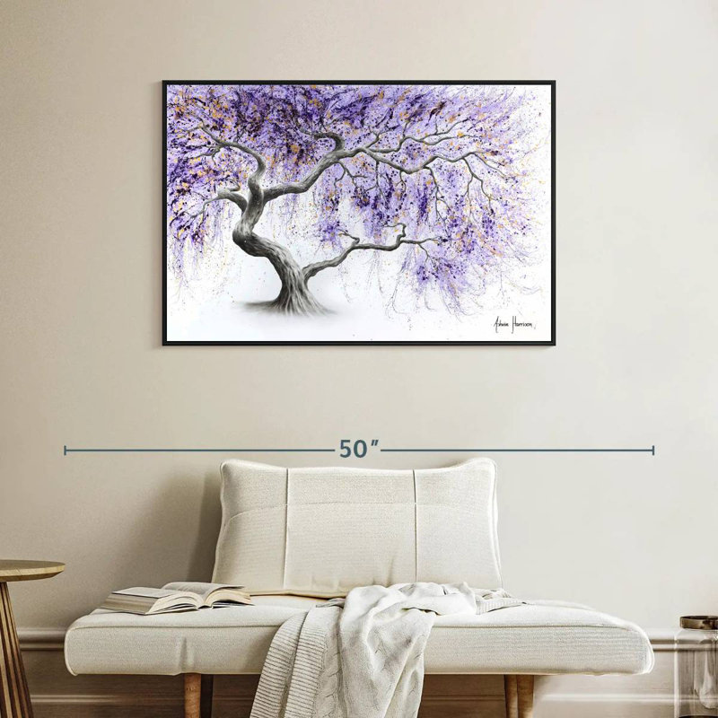 Arbre de prospérité mauve, Cadre flottant noir, 40 po x 27 po