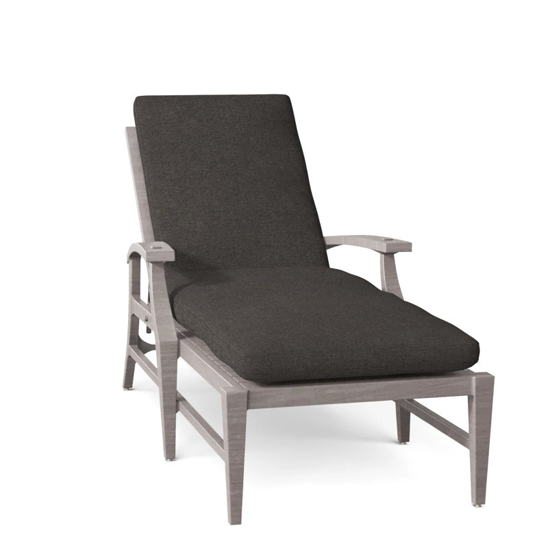 Croquet Aluminum Outdoor Chaise Lounge, No Welt, Oyster, Verona Fossil