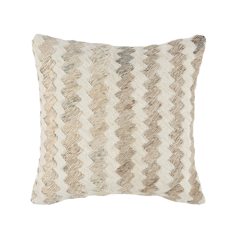 Burrows 18" Natural Jute Blend Throw Pillow, Ivory