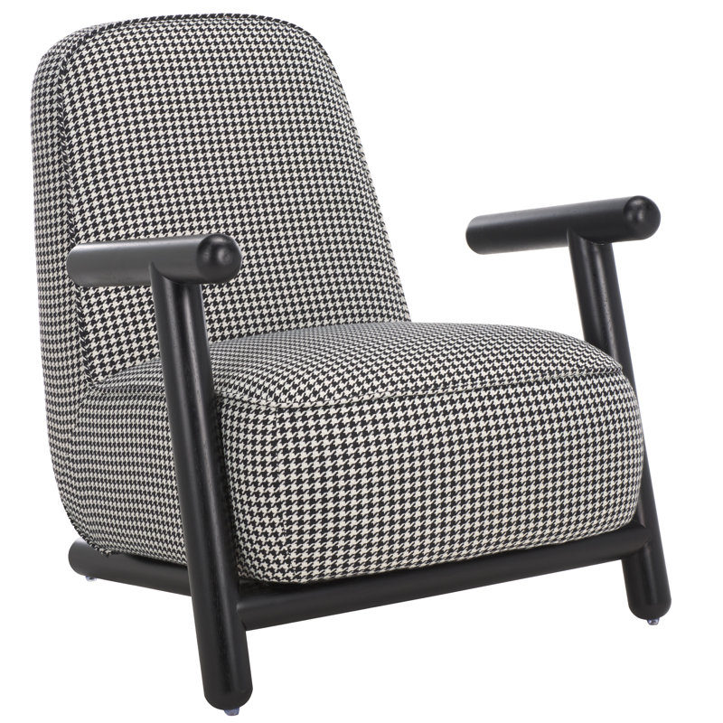Leisel Upholstered Armchair, Black Houndstooth Polyester