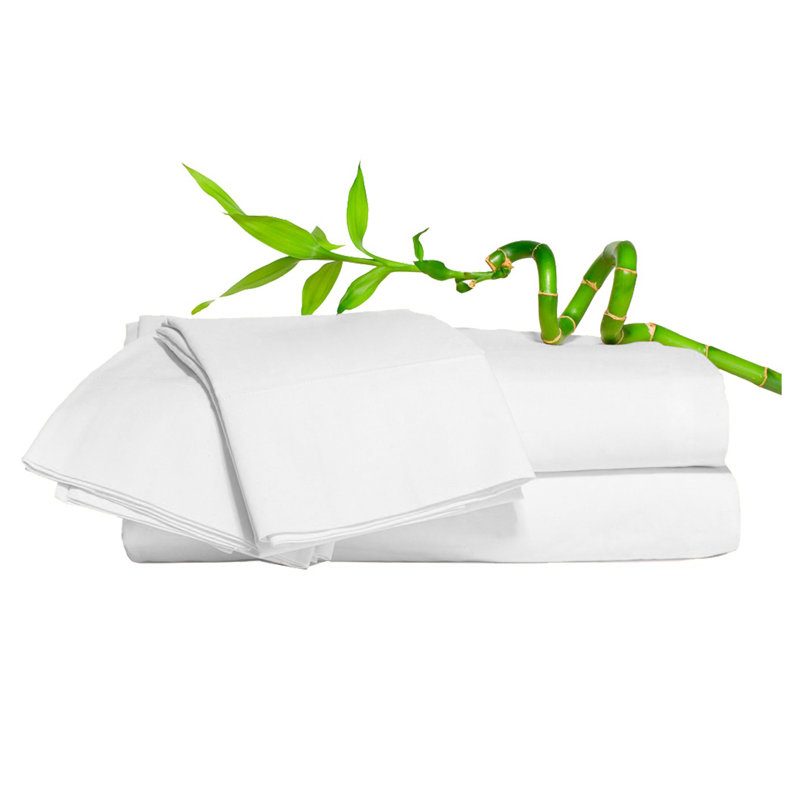 Ensemble de draps en viscose à densité de tissage 450 fils Judsonia - doux, respirant et écologique, Grand, Blanc