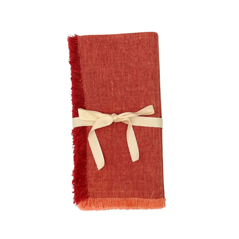 Ensemble de 4 serviettes Lilia, cerise