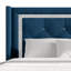 LIT DE RANGEMENT DE GRANDE PLATE-FORME WINGBACK RELEVÉ EN VELOURS BLEU MARINE-126672271-126672275