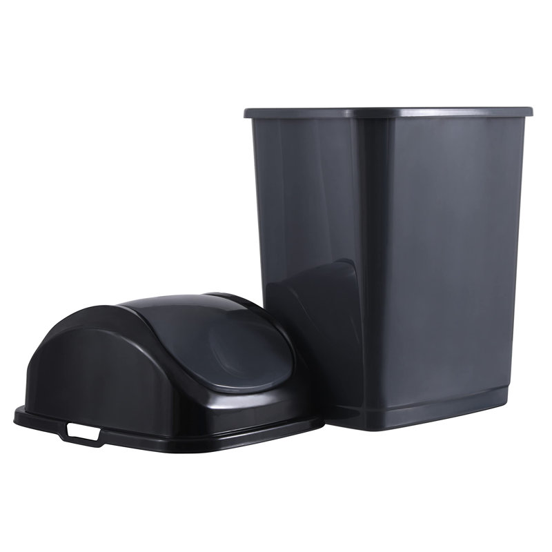 Poubelle Superio pour dortoir avec couvercle, poubelle en plastique 4,5 gallons avec couvercle pivotant, poubelle moyenne et mince avec couvercle pour la maison, la cuisine, le bureau, la chambre à coucher, la salle de bain, le Collège - 18 pte (gris foncé 2)