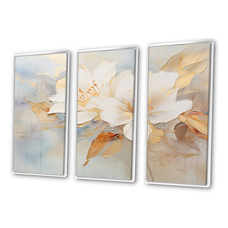 «Minimalist Rhododendron Petal Poetry II - Rhododendron», ensemble de reproduction d'art mural, Cadre flottant blanc