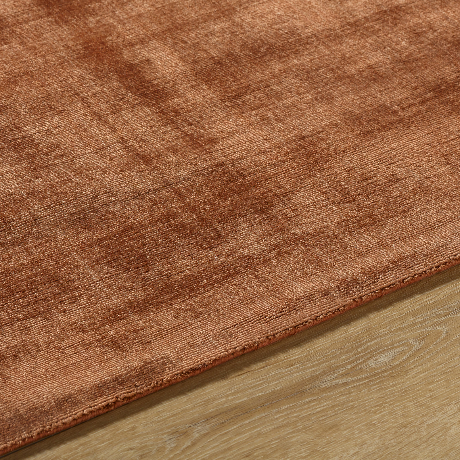 Fennel Hand Loomed Viscose Orange Rug, Rectangle 6' x 9'
