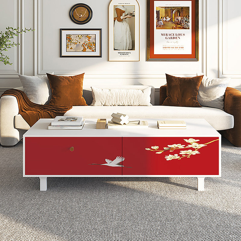 Table basse avec rangement peint français rétro, Blanc