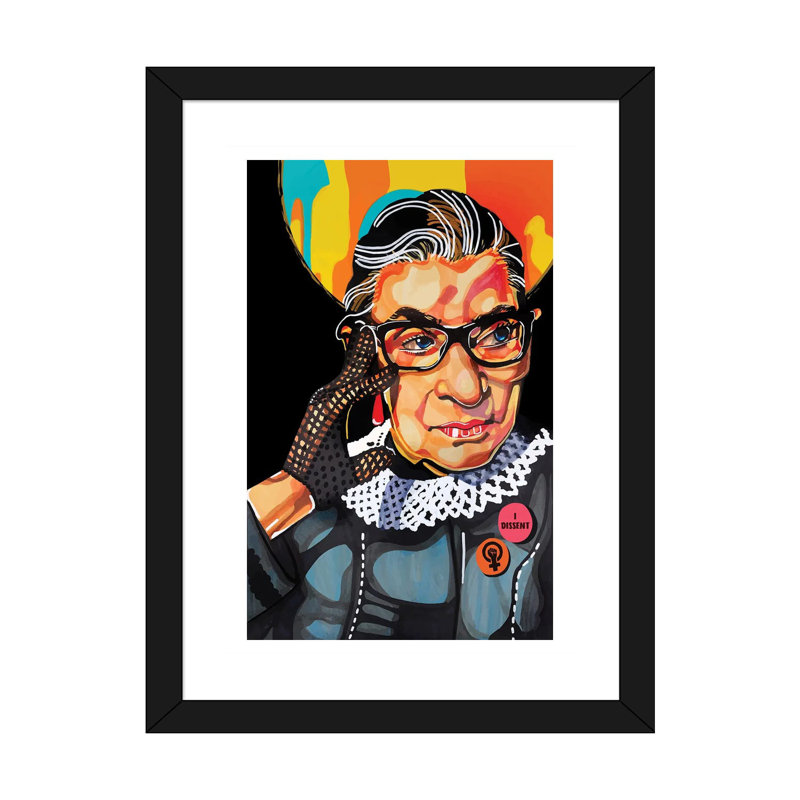Ruth Bader Ginsburg - impression d'art graphique, Blanc, H 24 po x l 16 po x P 1 po, Papier encadré noir