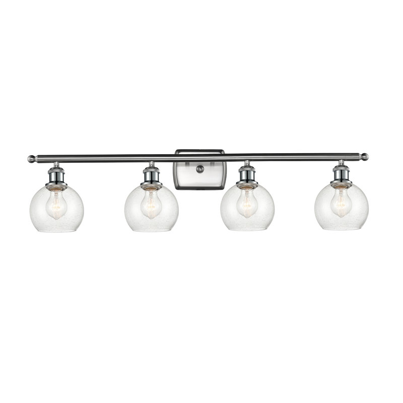 Éclairage pour salle de bain 4 lumières en laiton antique Cindi, Ampoule non incluse, Nickel satiné brossé