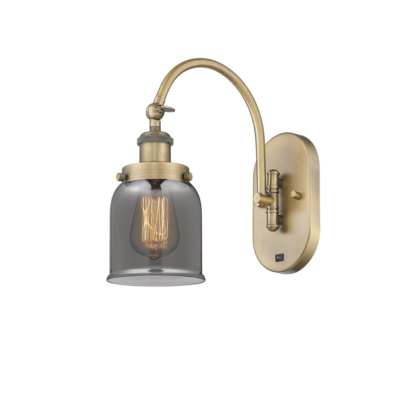 Shauna Swing Arm Sconce, LED, Plated Smoke, Brushed Brass