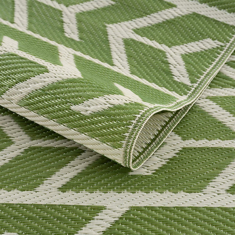 Tapis intérieur / extérieur vert / crème Allistir, Rectangle 4 pi x 6 pi