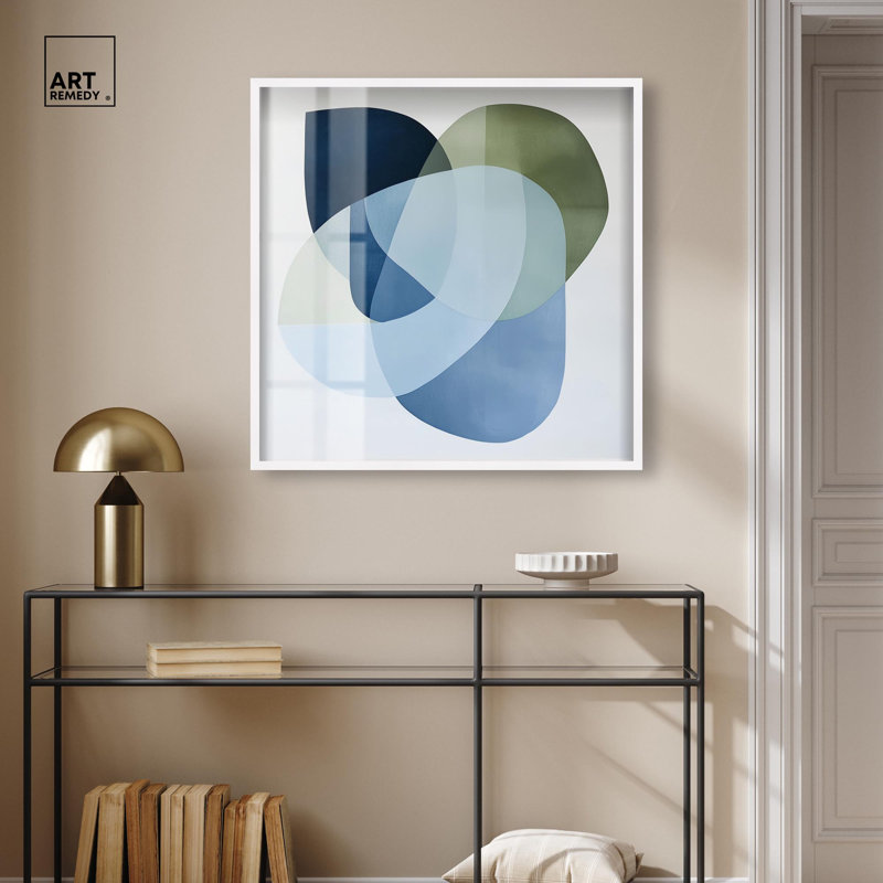 Décoration murale moderne Serene Overlap I Shadowbox Print par Art Remedy, H 31 po x l 31 po, Blanc