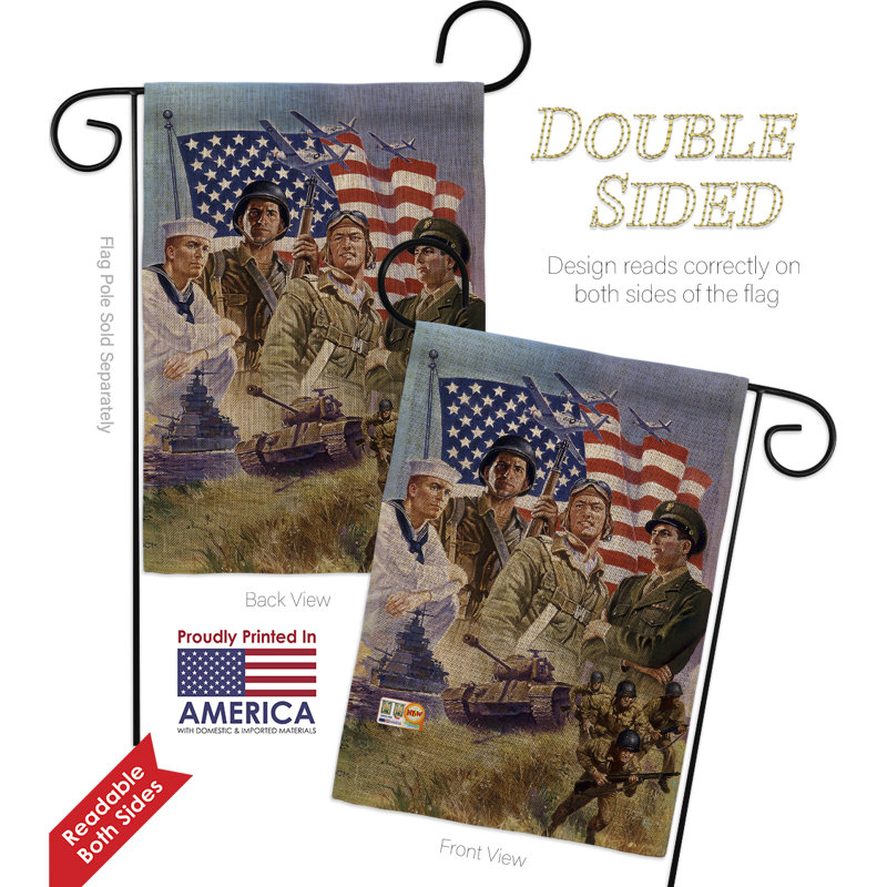Drapeau de jardin à double face 18,5" breeze décoration-db the armé forces en toile jutes americana patriotique