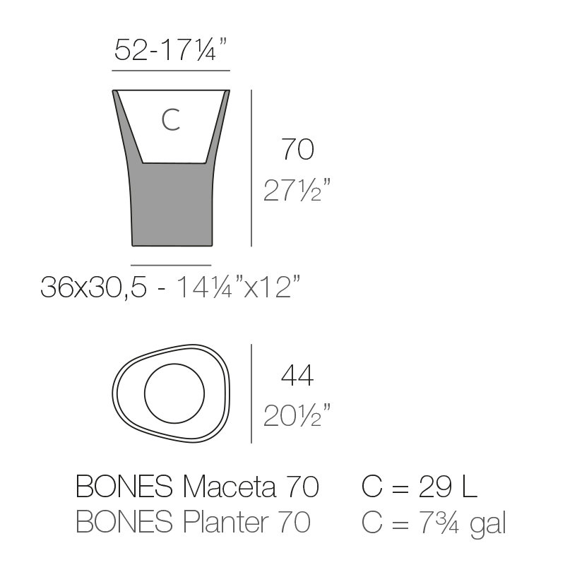 Bones Resin Pot Planter, 27.5" H x 17.25" W x 20.5" D