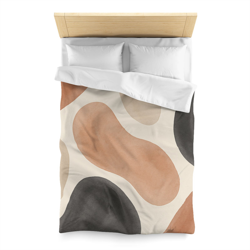 Microfiber Duvet Cover Boho Style, Design 77, Twin Duvet Cover, White