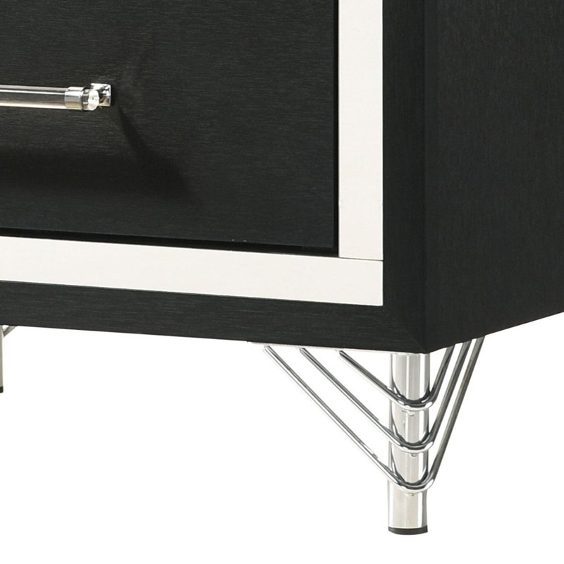 2-Drawer Nightstand Bedside Table Black