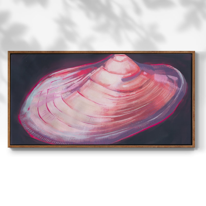 Neon Shell I - Toile tendue avec châssis encadré - Prêt à être accroché, H 21 po x l 41 po, Noyer