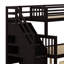 Lit superposé simple au-dessus d'un lit double en L avec bureau, tiroirs et garde-robe-776605988