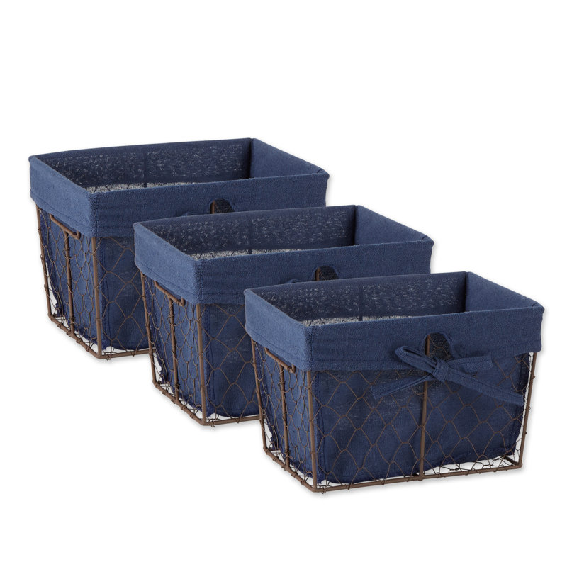 Ensemble de paniers en fil métallique, Bleu français