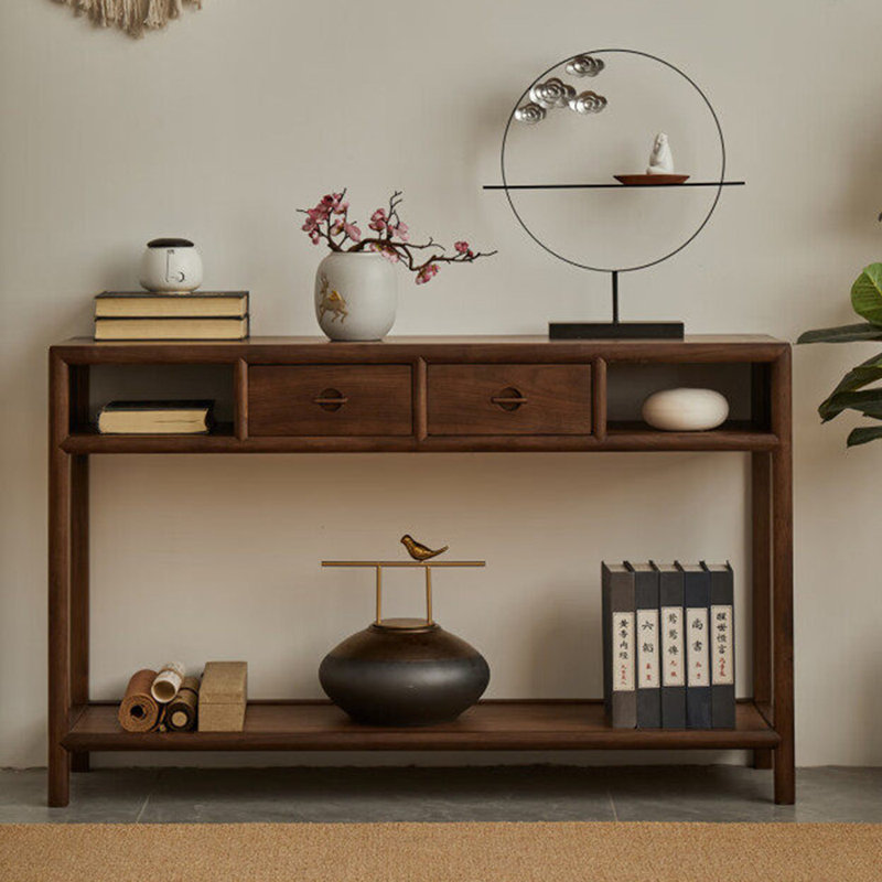 Console de style chinois rétro simple brun, H 31,5 po x l 50,4 po x P 15 po