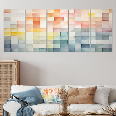 Multicolor Cubes Patterns II - Abstract Geometric 5 Piece Wall Art Set