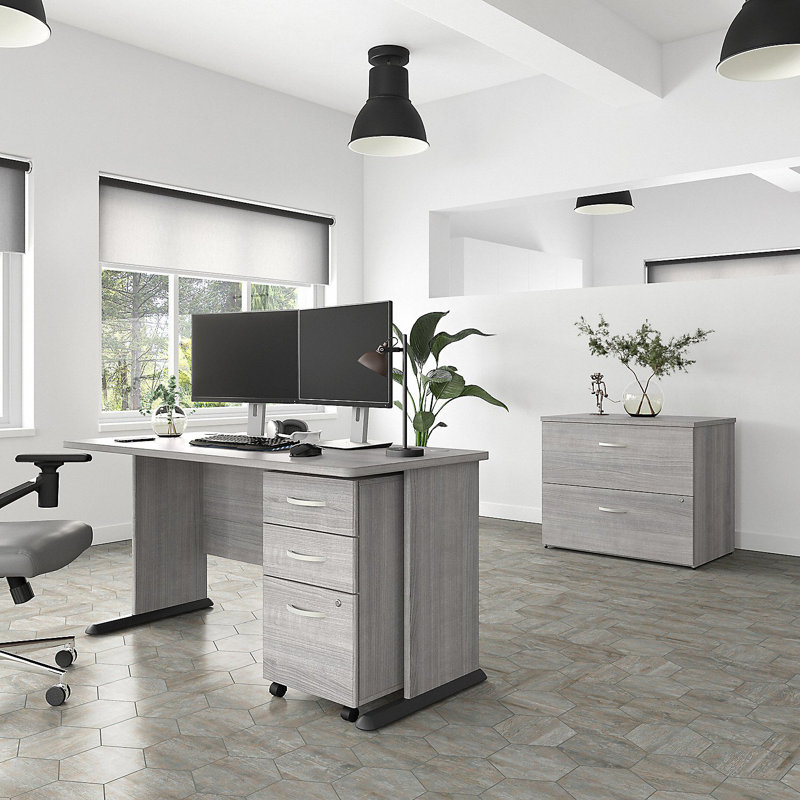 Bureau Studio A, Gris platine, H 30 po x l 60 po x P 27 po