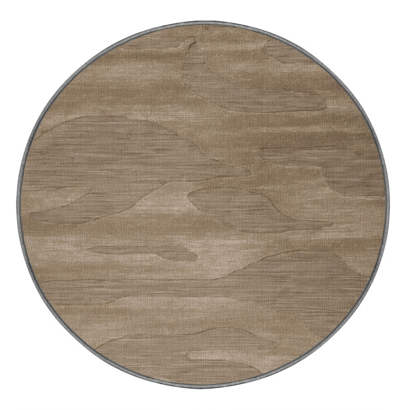 Tapis abstrait gris lavable à la machine, Rond 8 pi